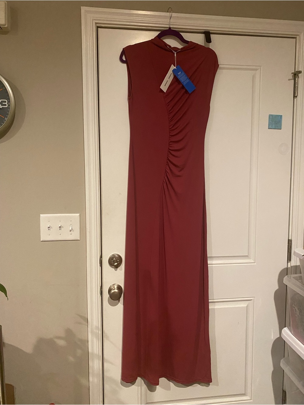 SAMSOE Sleeveless Ruched Maxi Dress - Dry Rose Sz M NWT